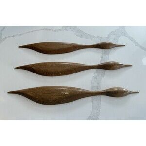 Vintage MCM Wood Flying Cranes Birds Geese Loon